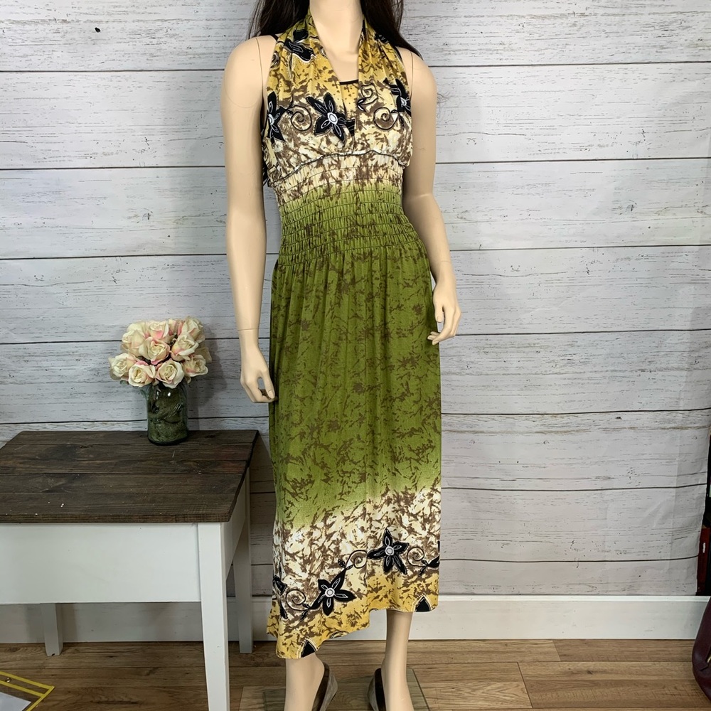 VENUS Tribal Floral Halter Maxi Dress